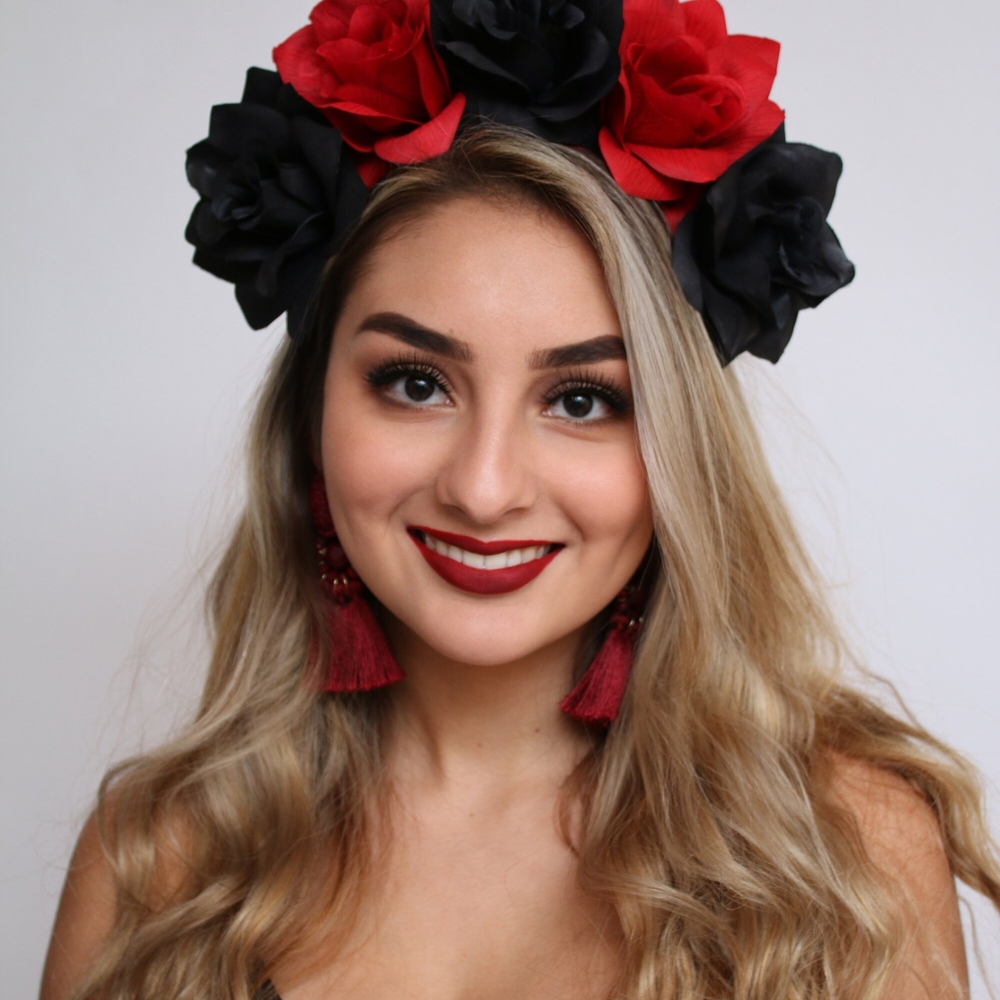 Elegant Red and Black Floral Headband